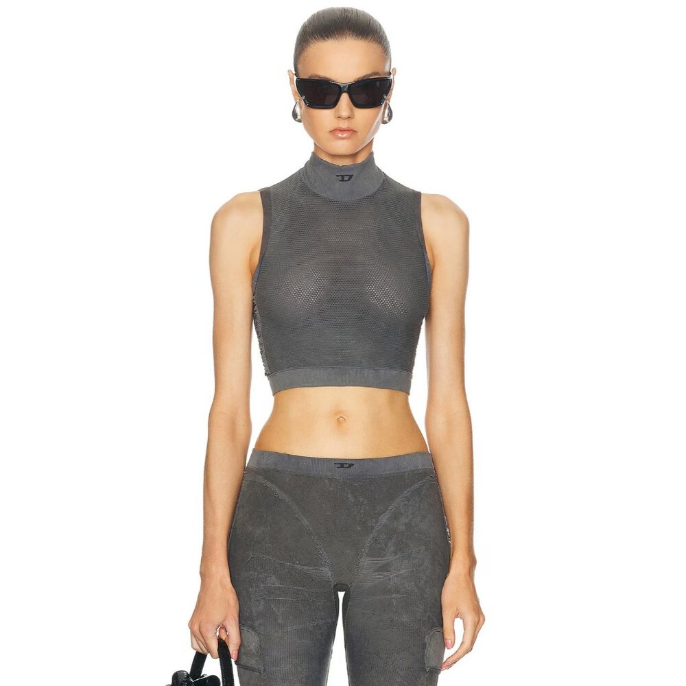 Diesel Cropped Sleeveless Top Ash & Grey